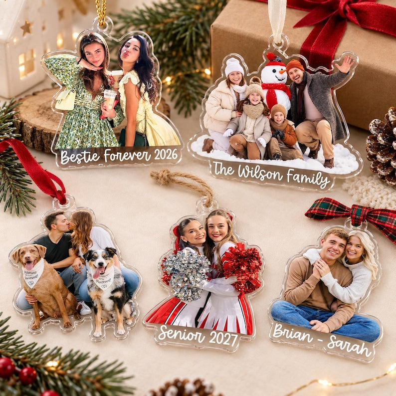 Custom Photo Ornament, Large Family Christmas Ornament 2026, Personalized Picture Acrylic Ornament, Christmas Gifts