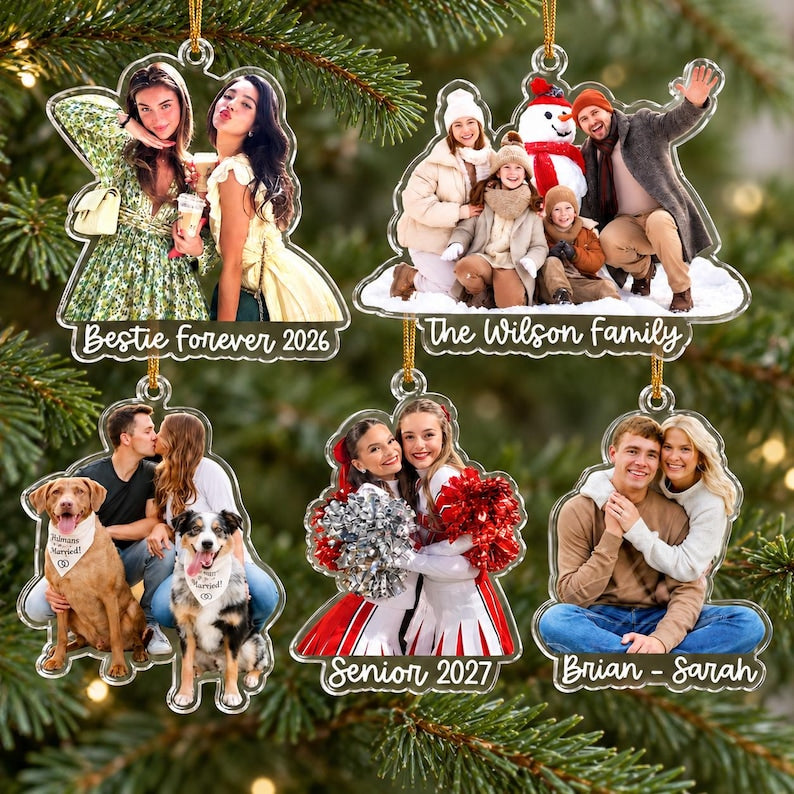 Custom Photo Ornament, Large Family Christmas Ornament 2026, Personalized Picture Acrylic Ornament, Christmas Gifts