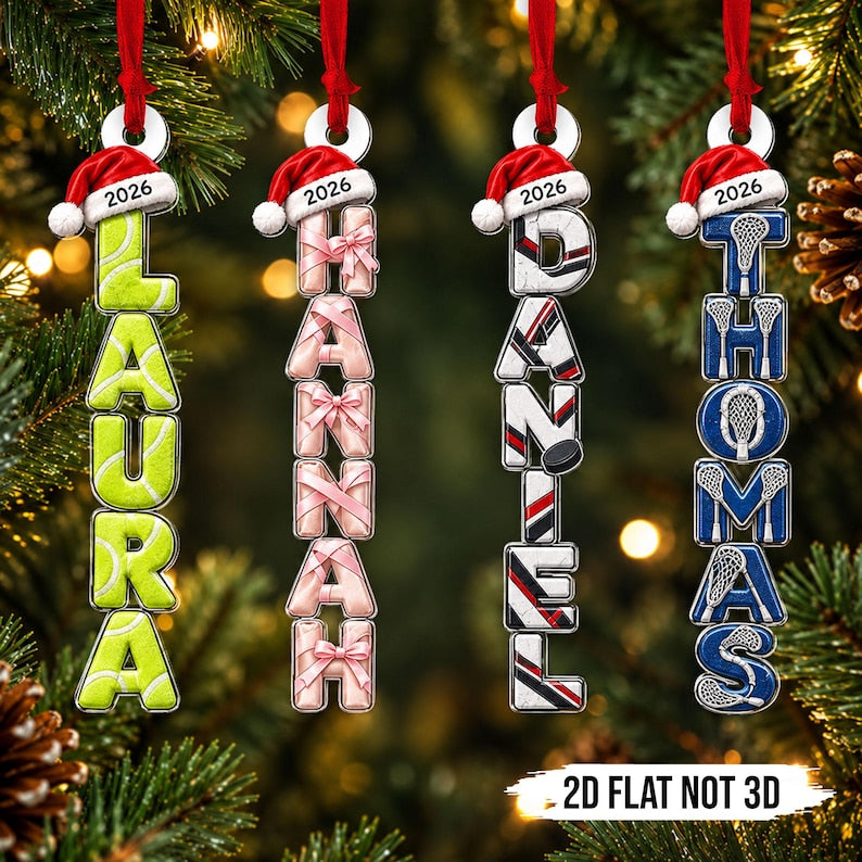 Custom Name Ornament For Sport Lovers, Personalized Name Acrylic Ornament, Athlete Keepsake Gift, Player Team Christmas Gift
