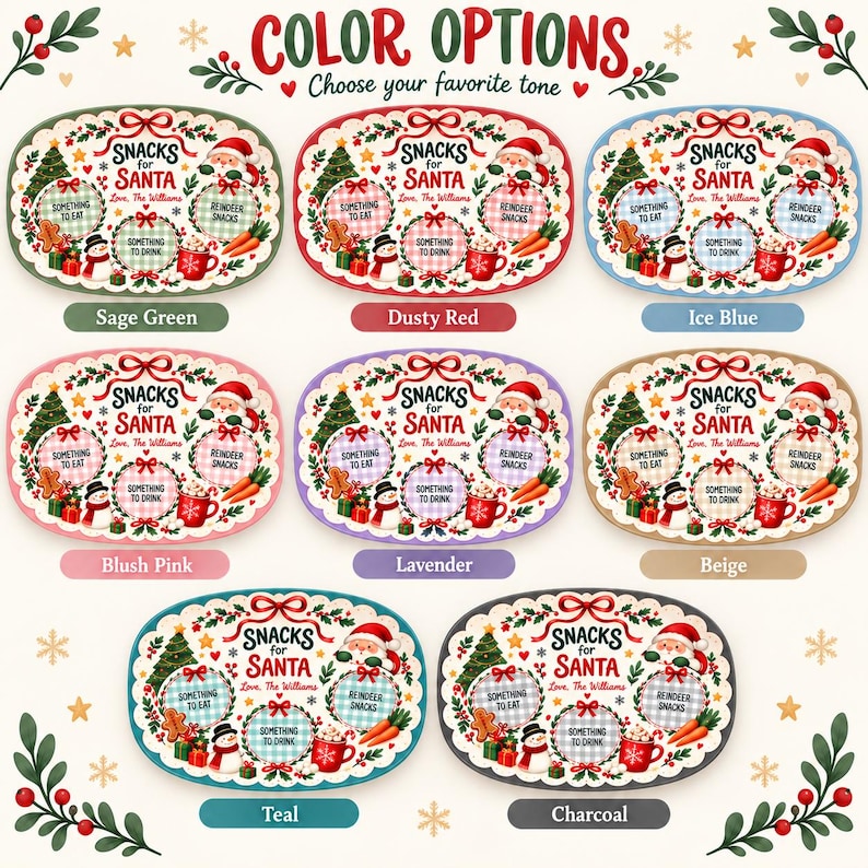 Personalized Snacks for Santa Plate, Custom Family Name Christmas Eve Platter, Gingerbread Cookie Tray, Christmas Gift Decor