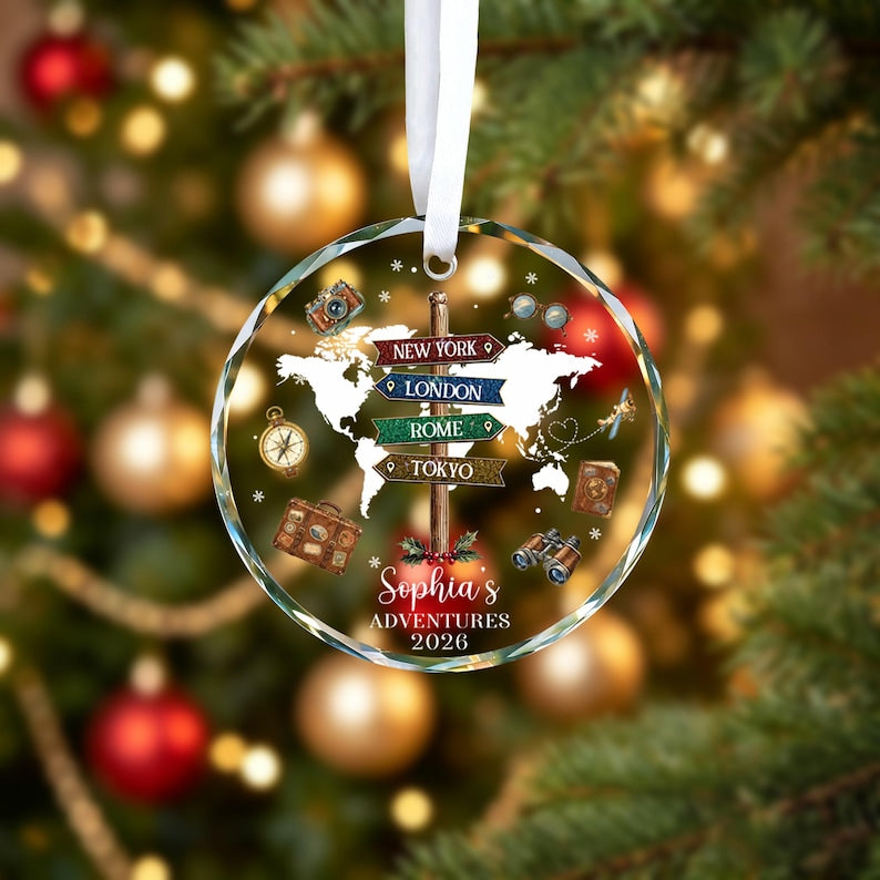 Personalized Travel Ornament, Custom Destination Keepsake, Vacation Memory Gift, Adventure Map Ornament