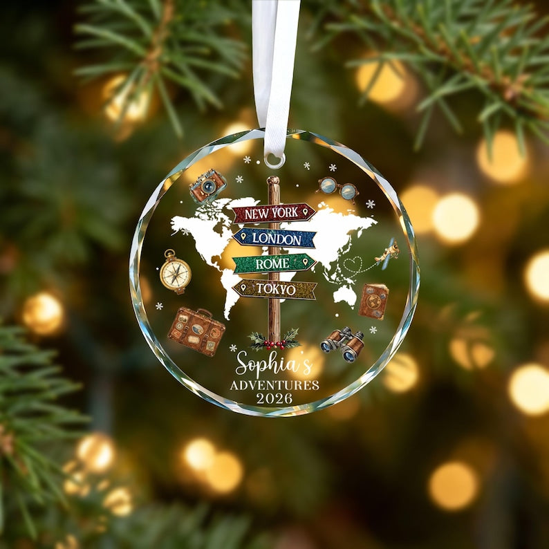 Personalized Travel Ornament, Custom Destination Keepsake, Vacation Memory Gift, Adventure Map Ornament