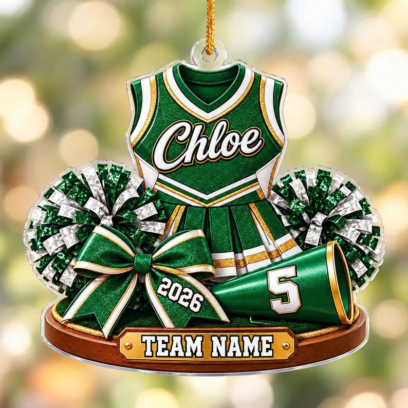 Personalized Cheerleader Ornament, Custom Name Cheer Uniform, Cheerleading Christmas Gift for Girls