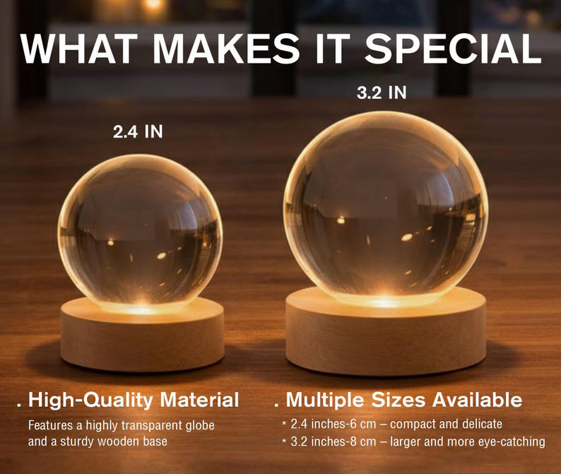 Custom Moon Phase & Star Map Crystal Ball Night Light, The Day You Became My Mom