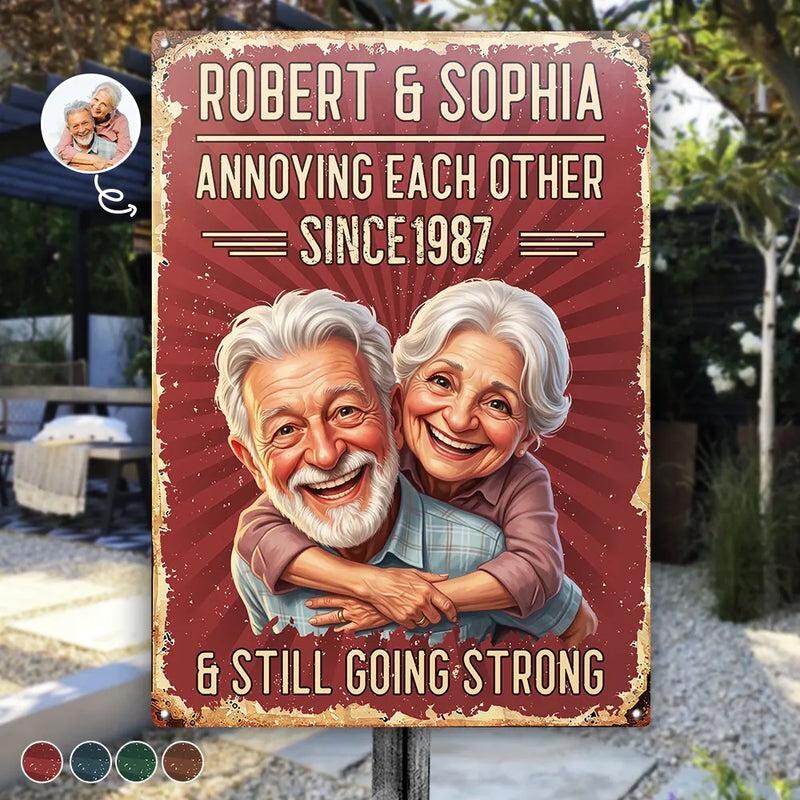Personalized Couple Metal Sign, Custom Photo Caricature Anniversary Gift, Funny Married Couple Sign