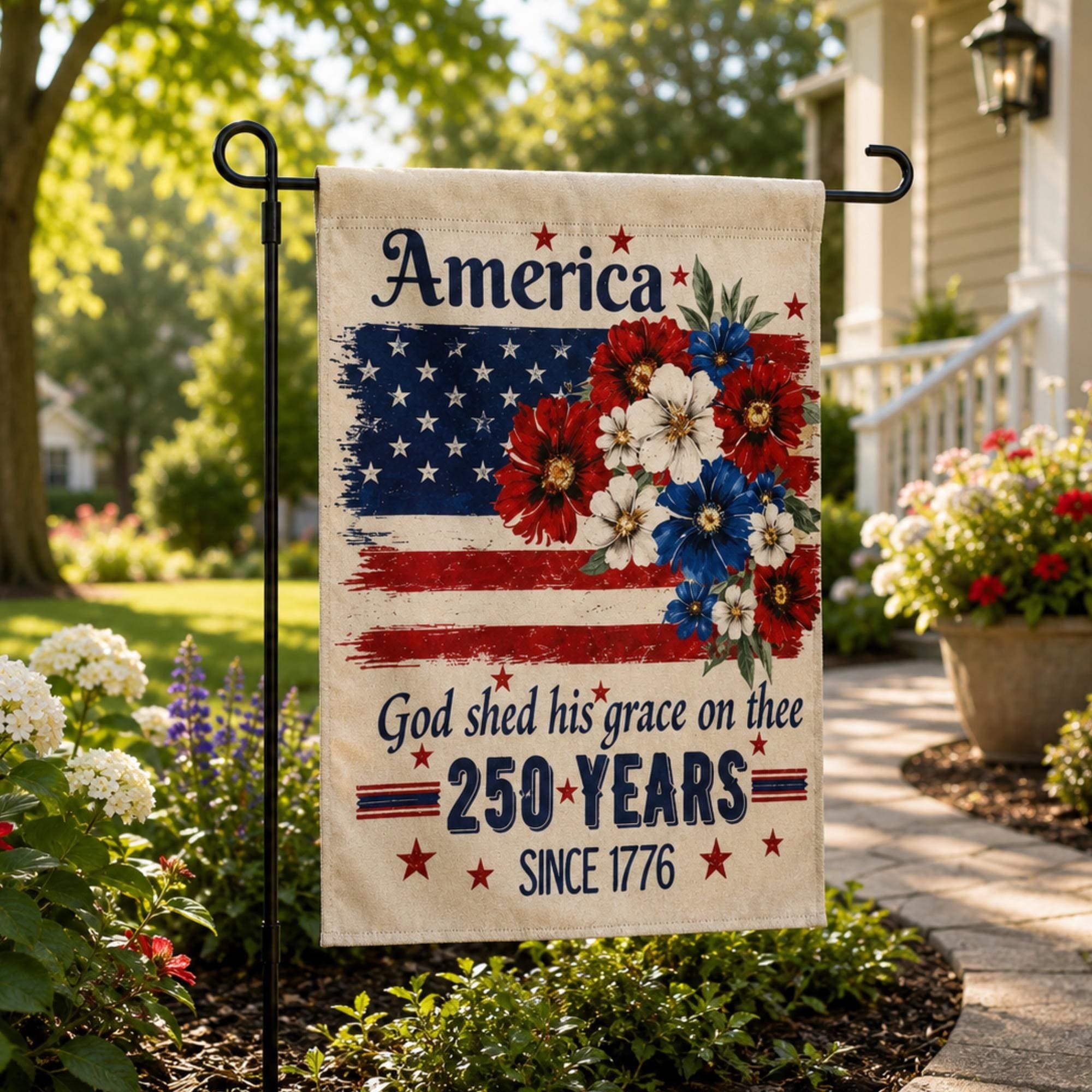 America 250th Birthday Garden Flag, Patriotic Garden Flag, 4th of July Decor