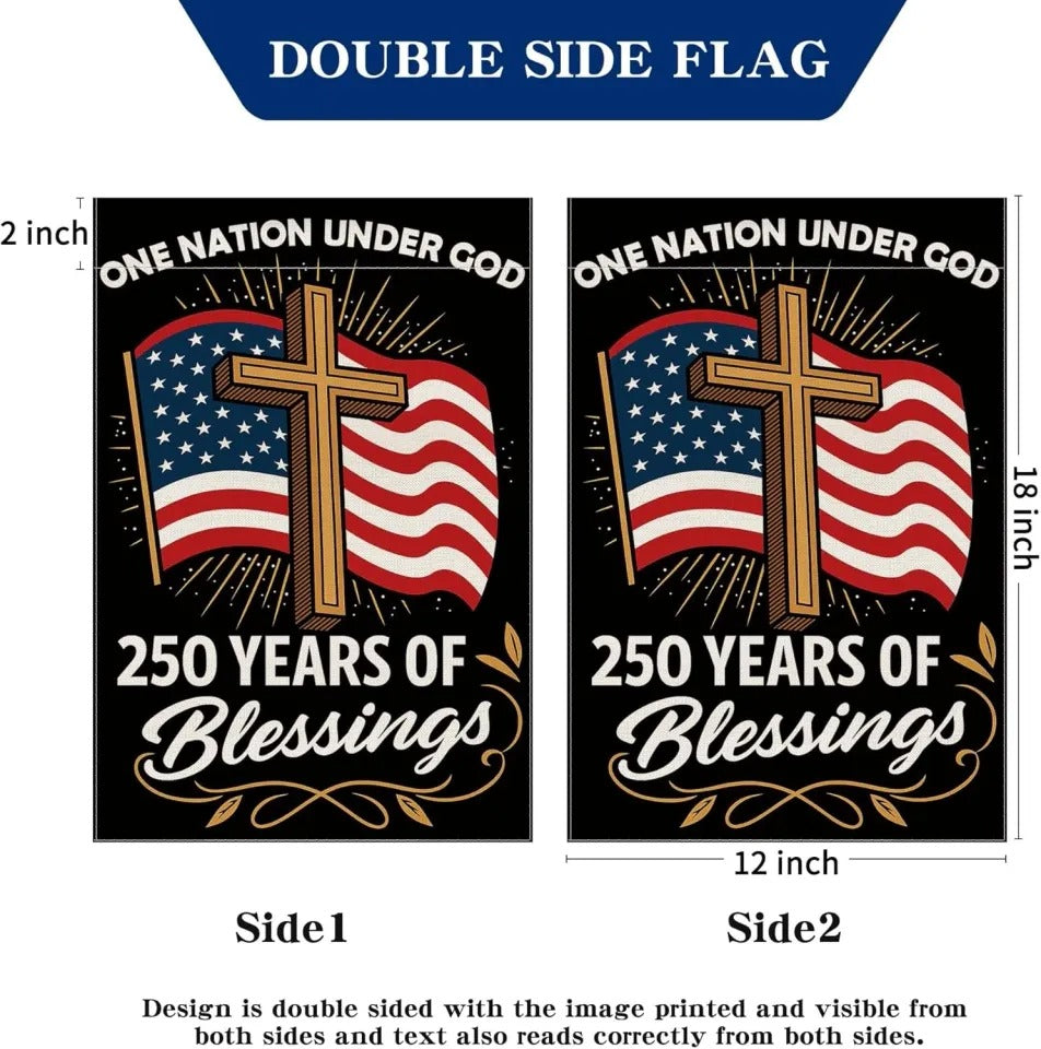 America 250 Years Garden Flag 12x18in Waterproof USA Anniversary