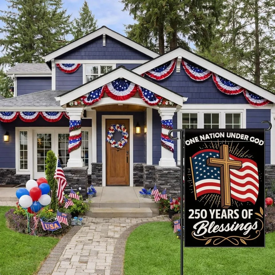 America 250 Years Garden Flag 12x18in Waterproof USA Anniversary