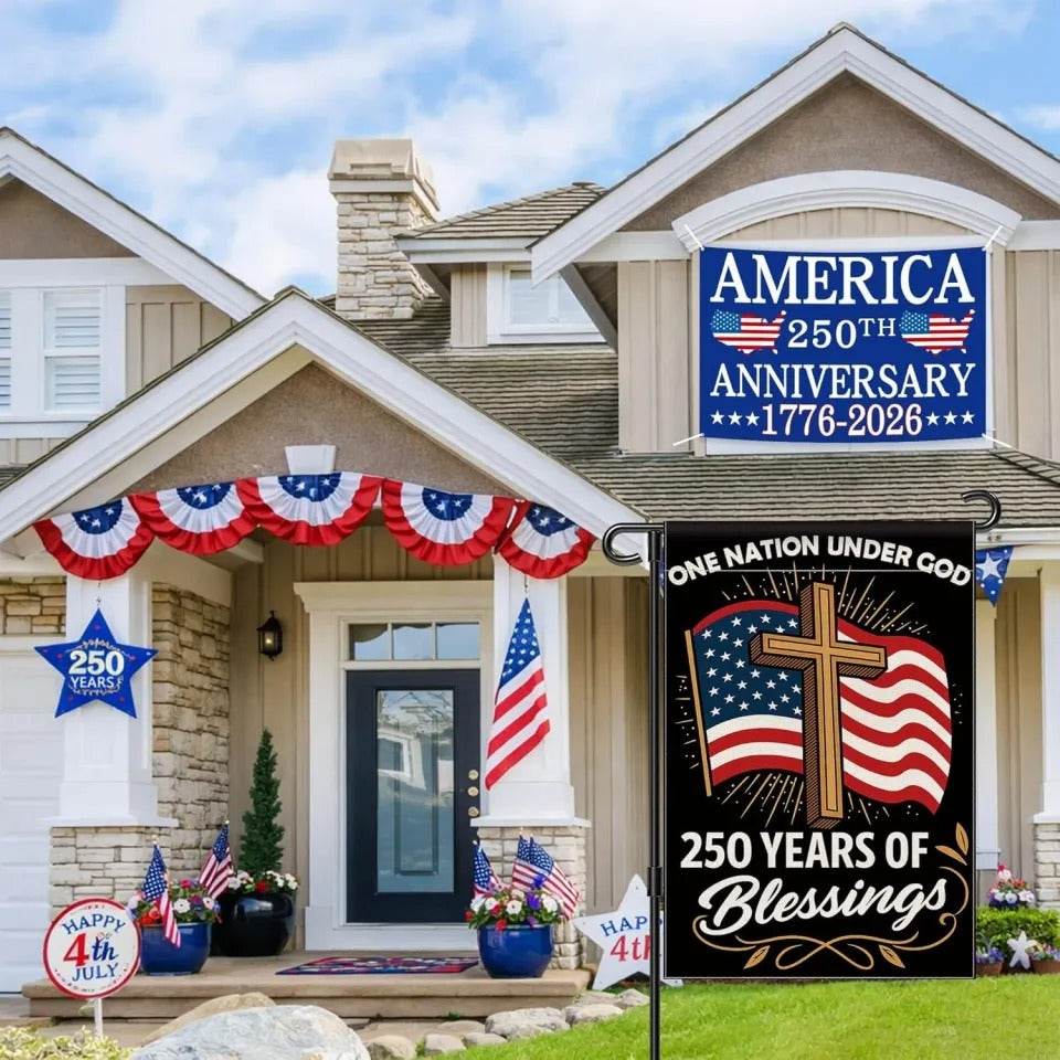 America 250 Years Garden Flag 12x18in Waterproof USA Anniversary