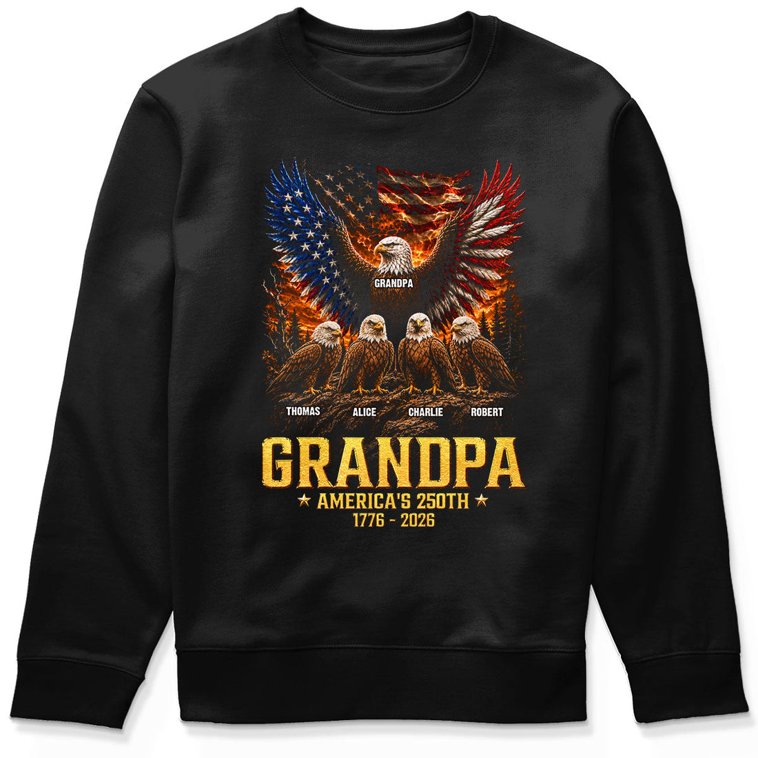 Eagle Grandpa America USA 250th Anniversary - Personalized Shirt - Father's Day Gift For Grandpa, Dad