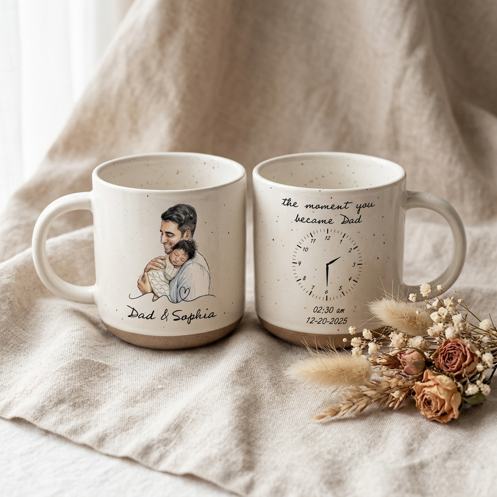 Personalized Photo Mug For Dad, Custom Mug for Dad with Custom Birth date