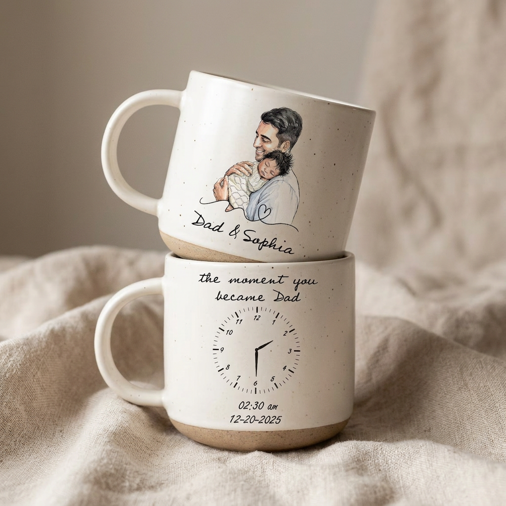 Personalized Photo Mug For Dad, Custom Mug for Dad with Custom Birth date