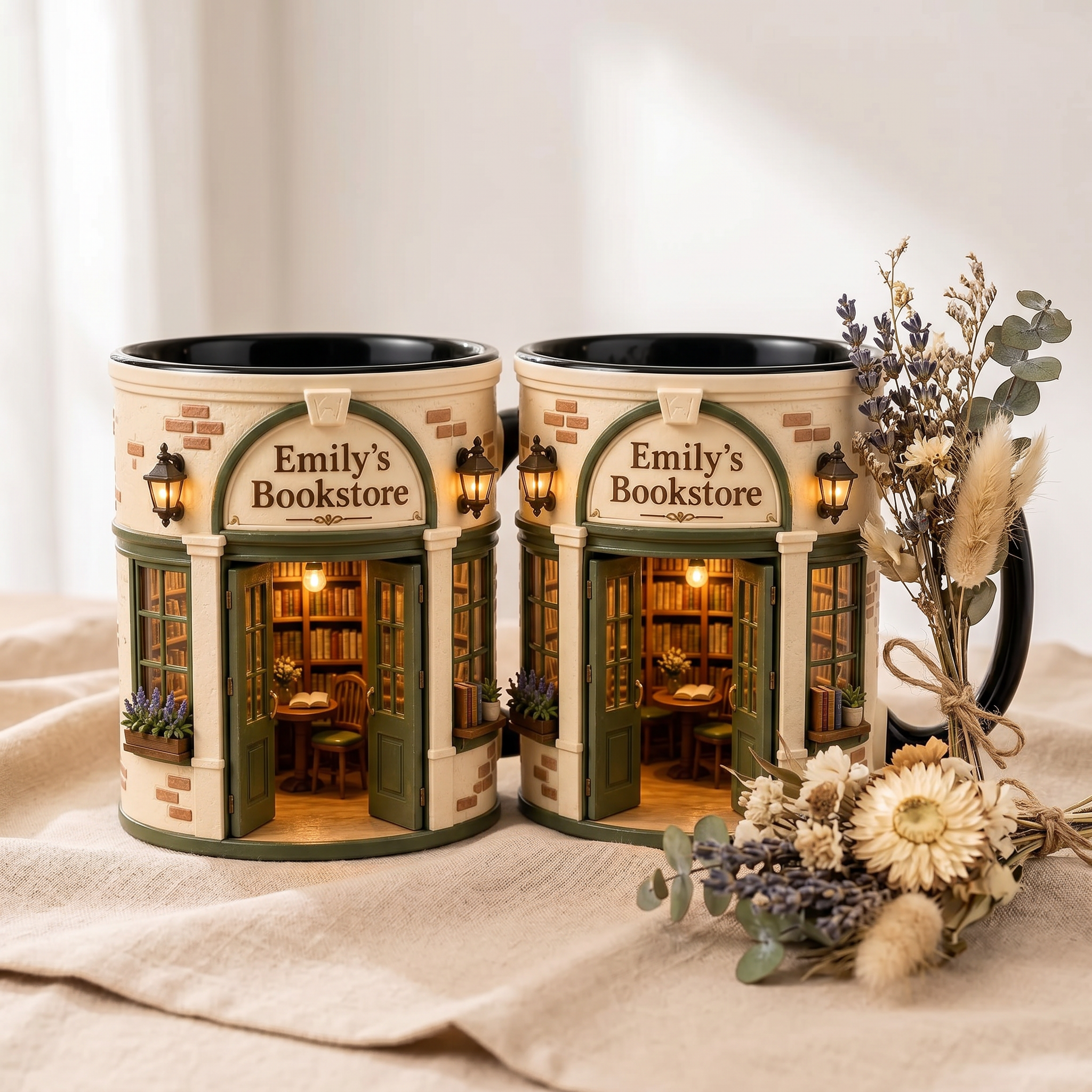 Personalized Bookstore Mug, Custom Book Lover Gift, Cozy Reading Nook Coffee Cup