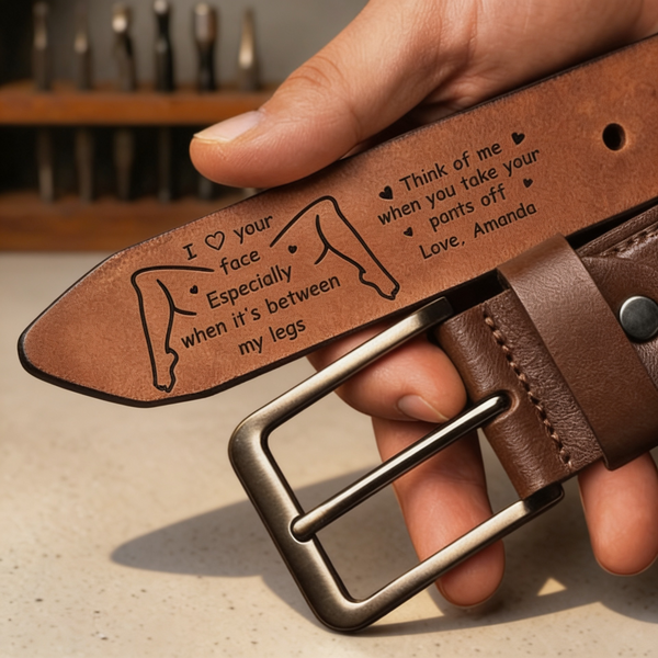 Personalized Leather Belt, Funny Gift for Husband, Custom Engraved Leather Belt