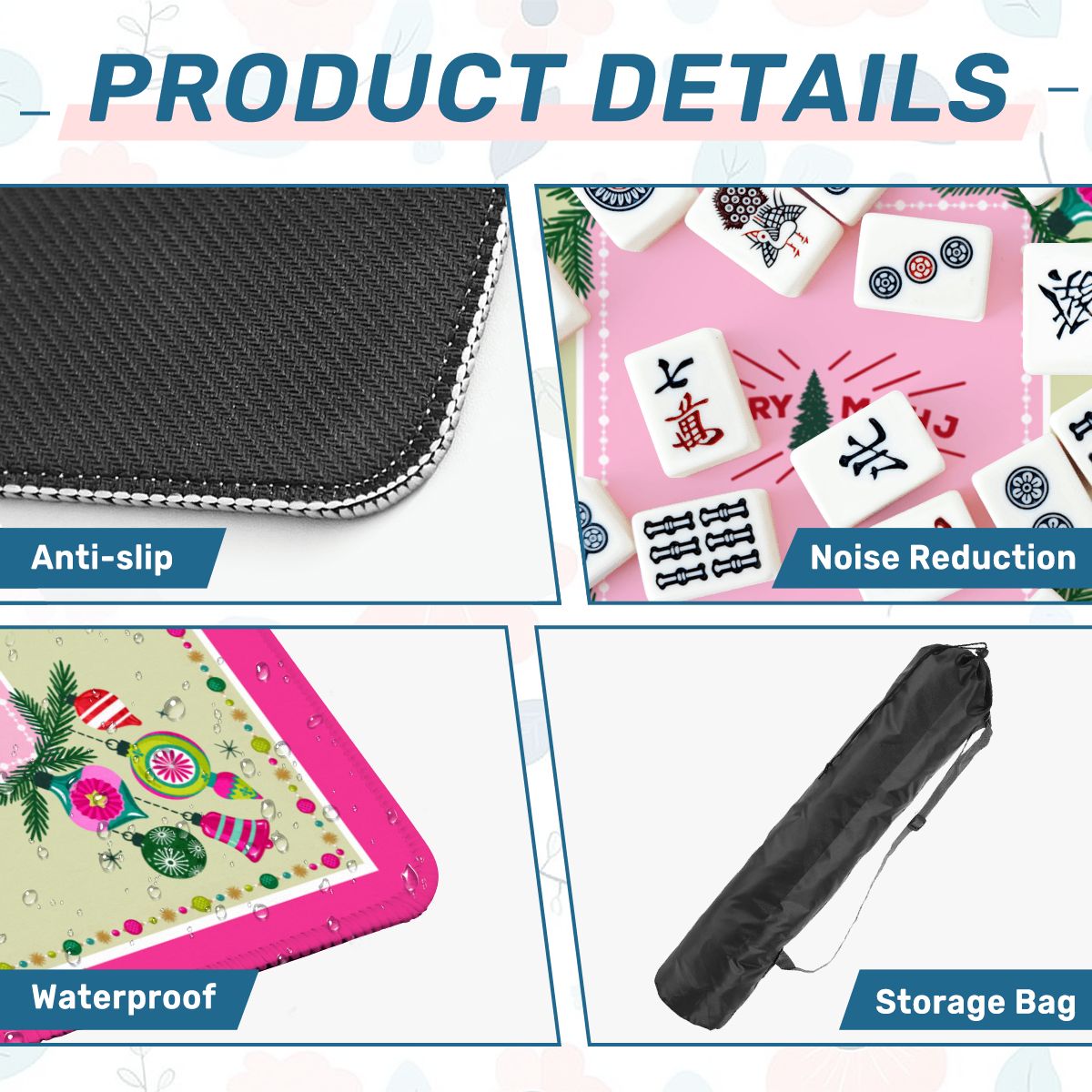 Very Merry Mahj Mahjong Mat, Pink Christmas Mahjong Decor, Retro Holiday Game Night, Festive Mahj Collection