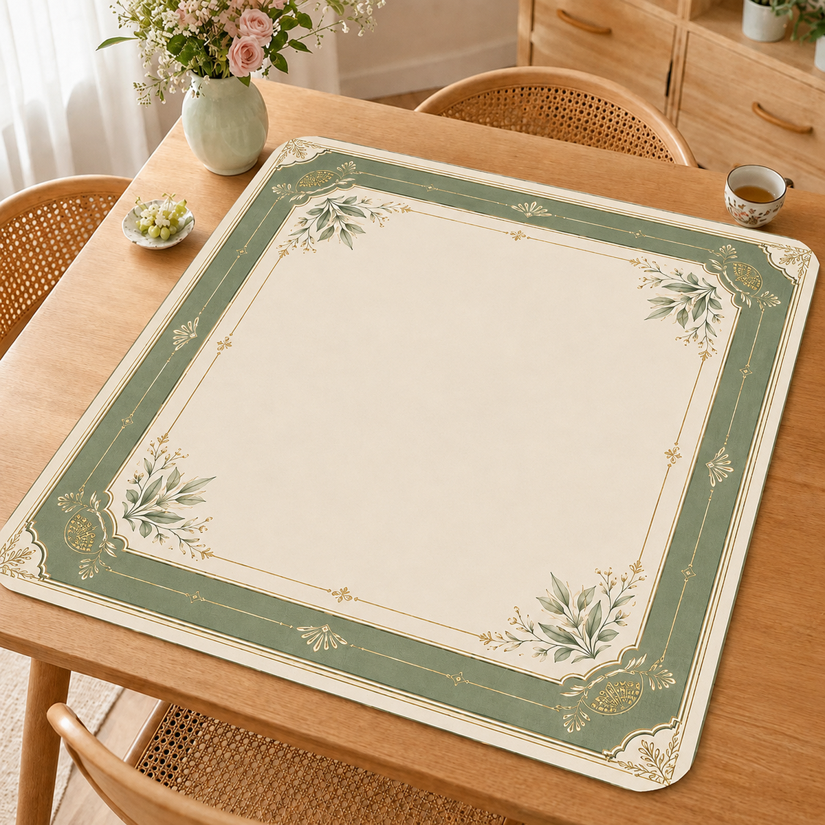 Mahjong Mat, Minimalist Botanical Mah Jongg Table Mat, Elegant Garden Game Mat, Gift for Mahjong Lovers