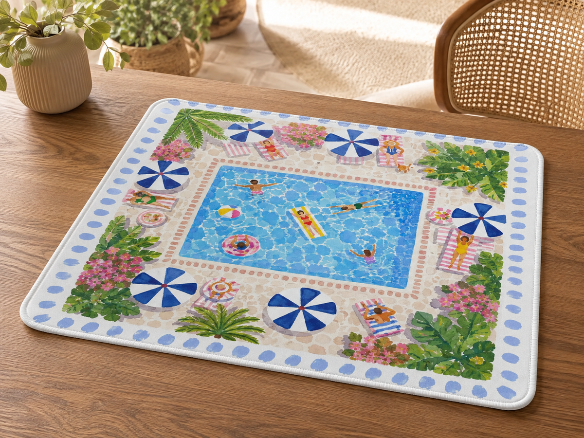 Sunny Poolside Resort Mahjong Mat, American Mahjong Mat, Palm Beach Pool Garden, Summer Swim Club Mahjong Gift