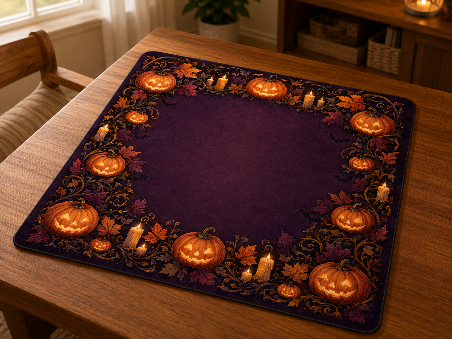 Halloween Mahjong Mat, Pumpkin Mah Jongg Table Mat, Spooky Autumn Game Mat, Gift for Mahjong Lovers