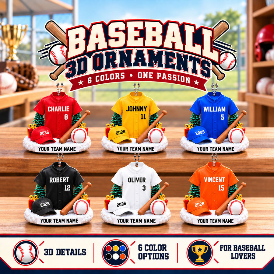 Proud Baseball Player Uniform, Personalized Real 3D Ornament, Christmas Gift For American Baseball Players