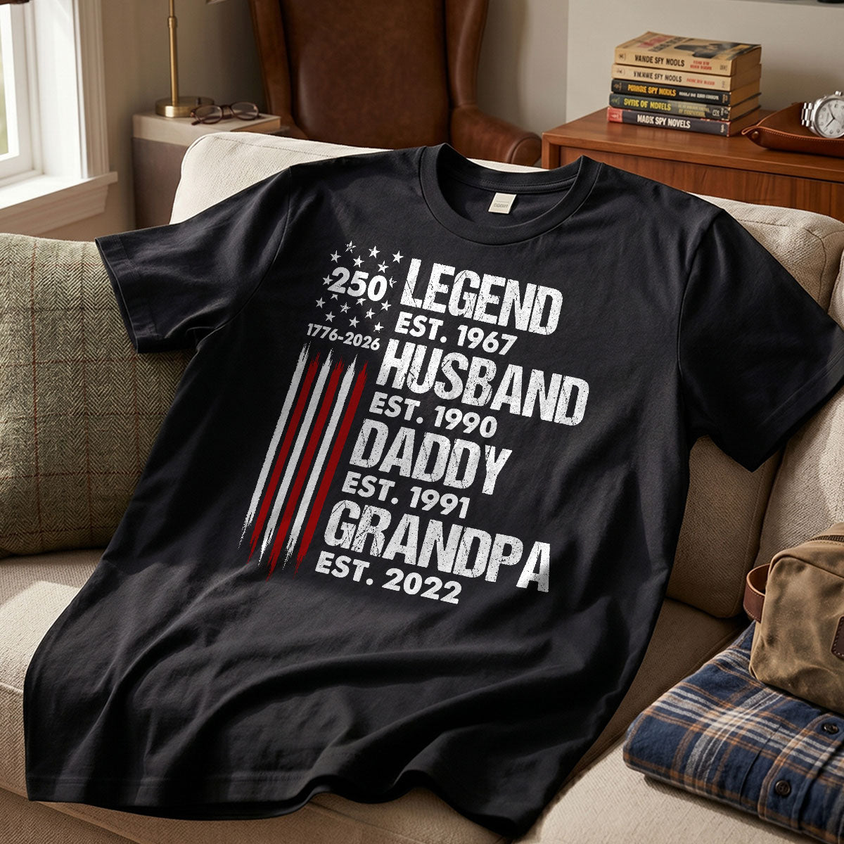 Proud Dad Grandpa Nation Flag American 250th Anniversary - Personalized Shirt - Cool Father's Day Gift For Dad, Grandpa (Copy)