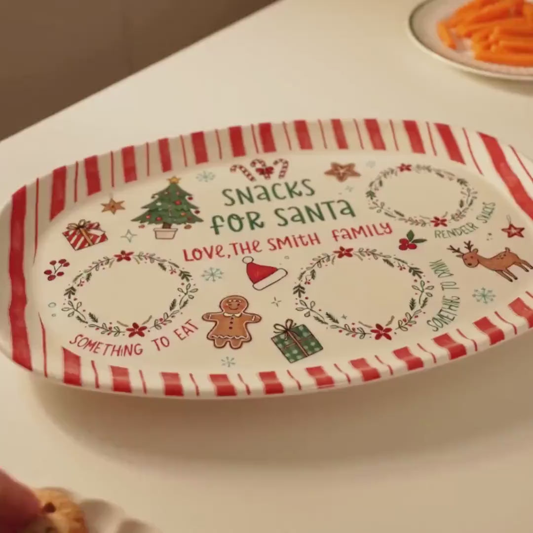 Personalized Santa Cookie Plate, Cookies for Santa Platter, Custom Holiday Christmas Plate
