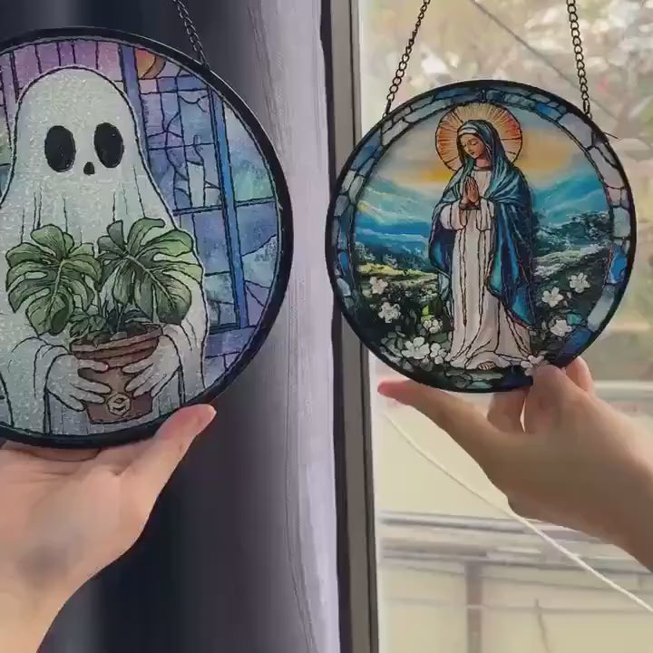 All Plants Are Edible Stained Glass Suncatcher, Funny Gothic Botanical Window Hanging, Dark Humor Plant Lover Gift