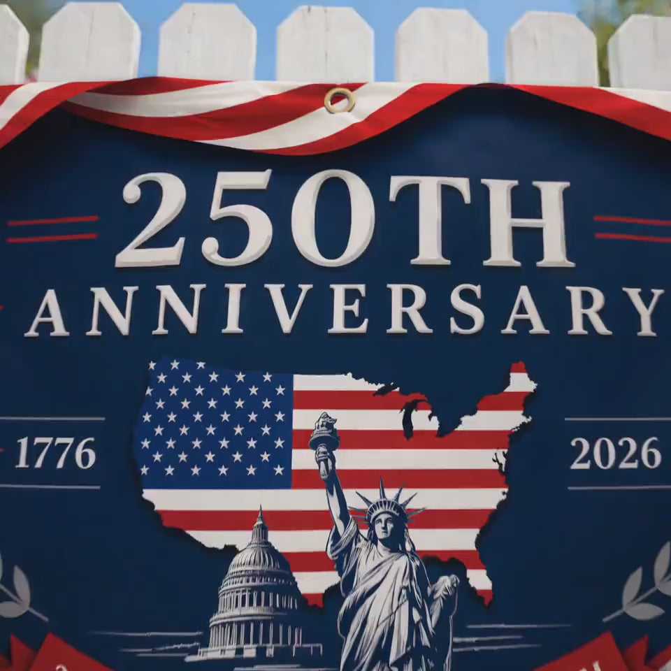 America 250th Anniversary Banner, Patriotic Porch Decor, Semicircle Bunting Flag