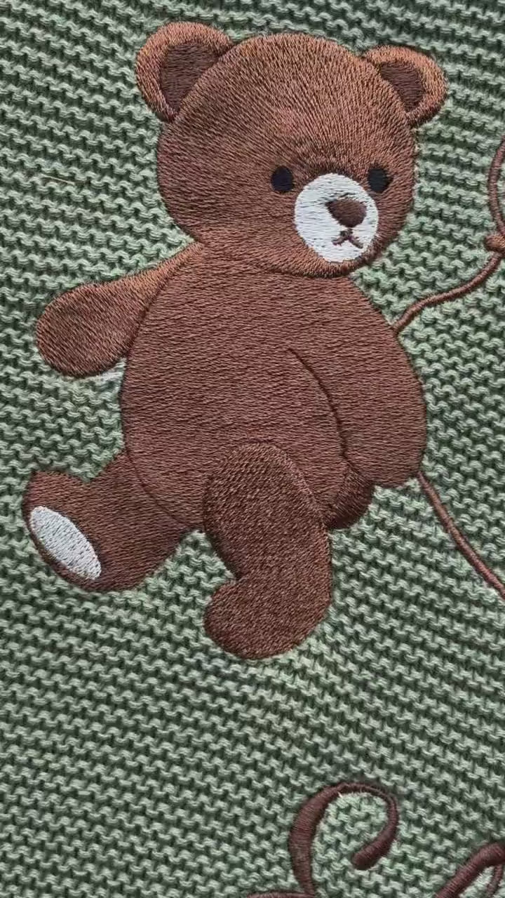 Personalized Teddy Bear Baby Blanket, Embroidered Name Blanket, Duck Baby Gift, Custom Newborn Gift