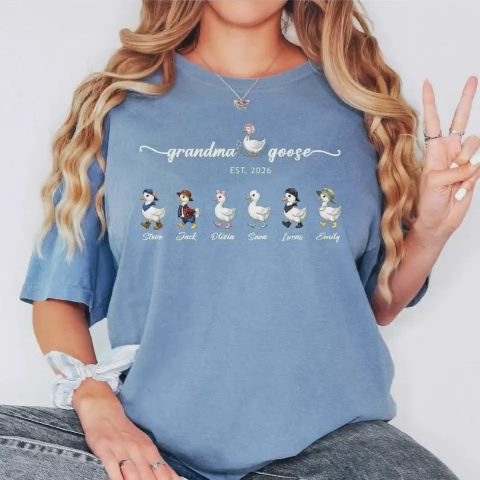 Mama Goose Shirt, Personalized Mama Shirt, Custom Kids Names Shirt, Mom Est Year Tee, Family Goose T-Shirt