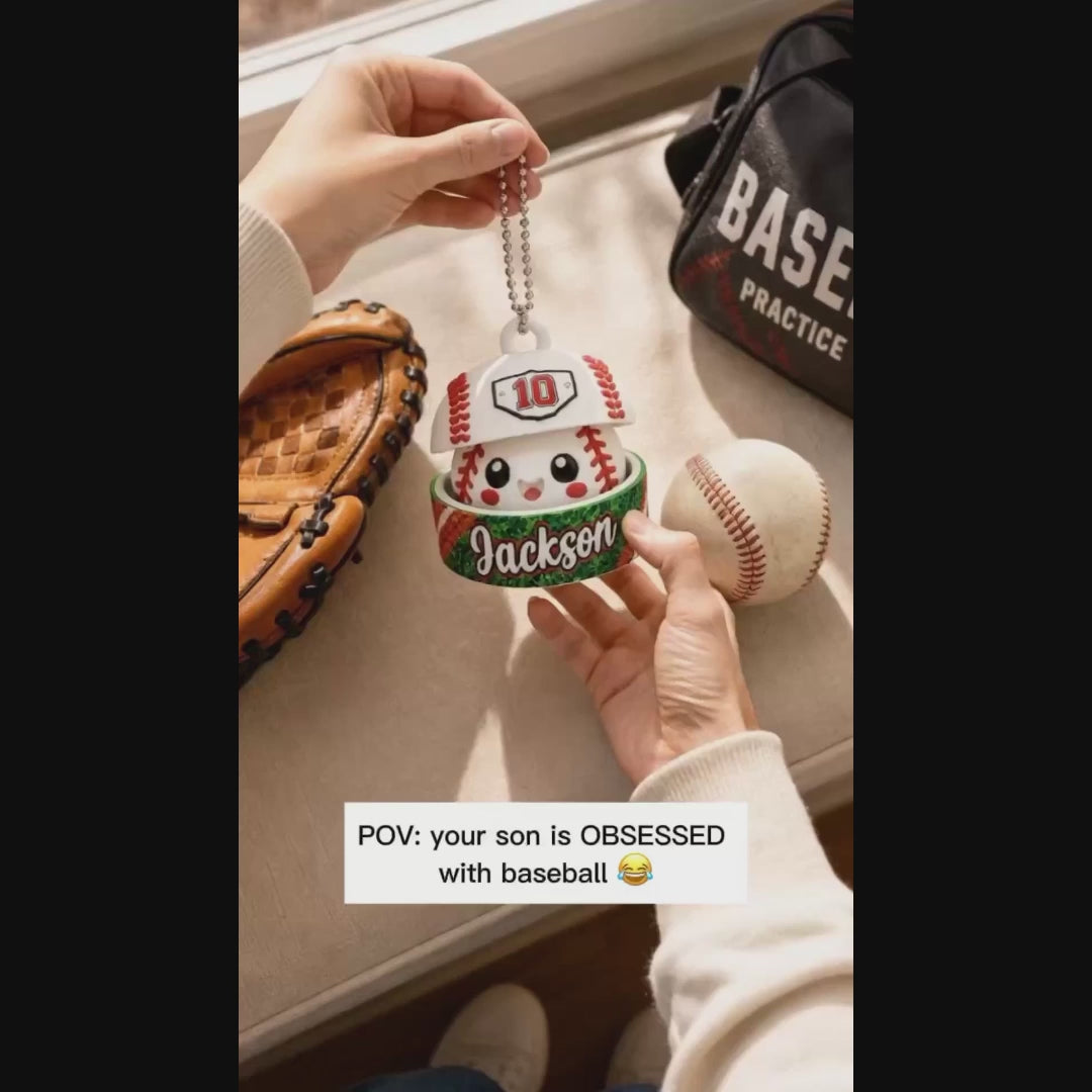Custom Baseball Cute Dumpling, Personalized 3D Baseball Fidget Toy, Christmas Gift for Kids