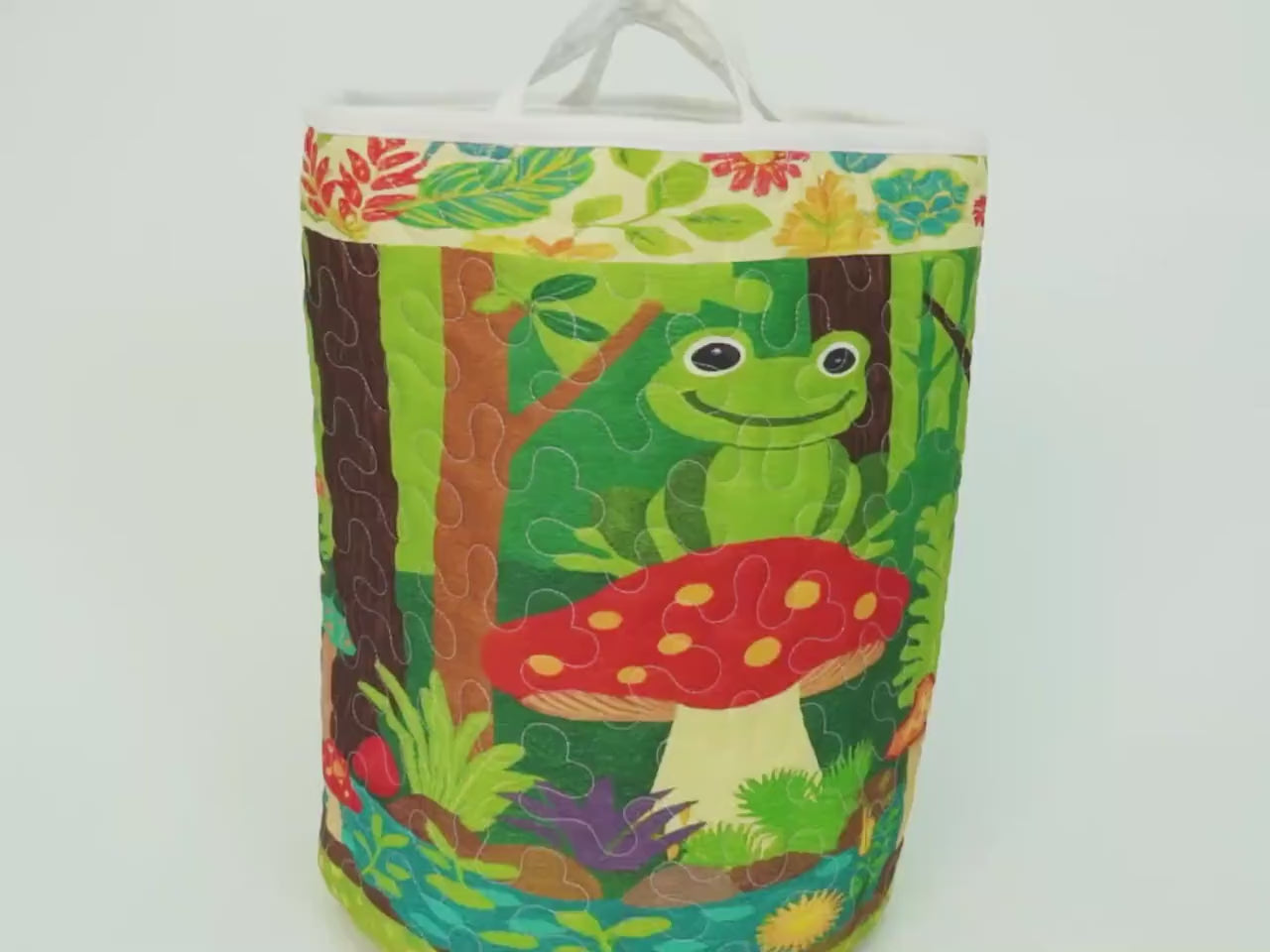 Blooming Meadow Quilted Laundry Basket, Colorful Wildflower Storage Bin, Rustic Country Floral Clothes Hamper