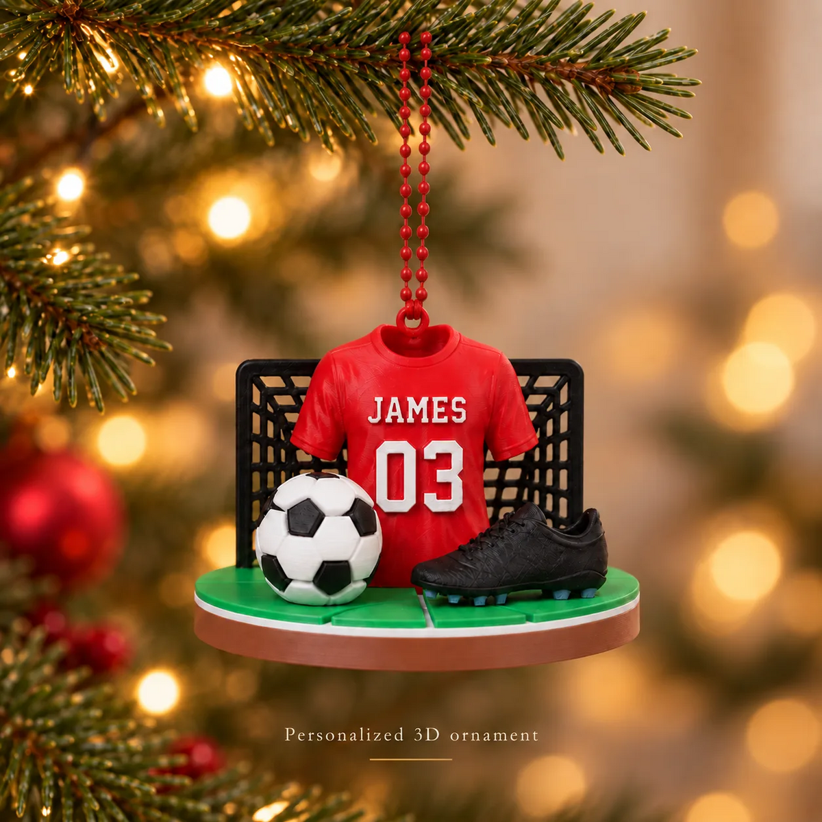 Personalized 3D Soccer Ornament – Custom Name Football Keepsake, Unique Christmas Gift for Soccer Players and Fans