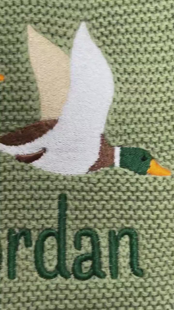 Personalized Mallard Duck Baby Blanket, Custom Name Baby Blanket, Embroidered Mallard Duck Blanket