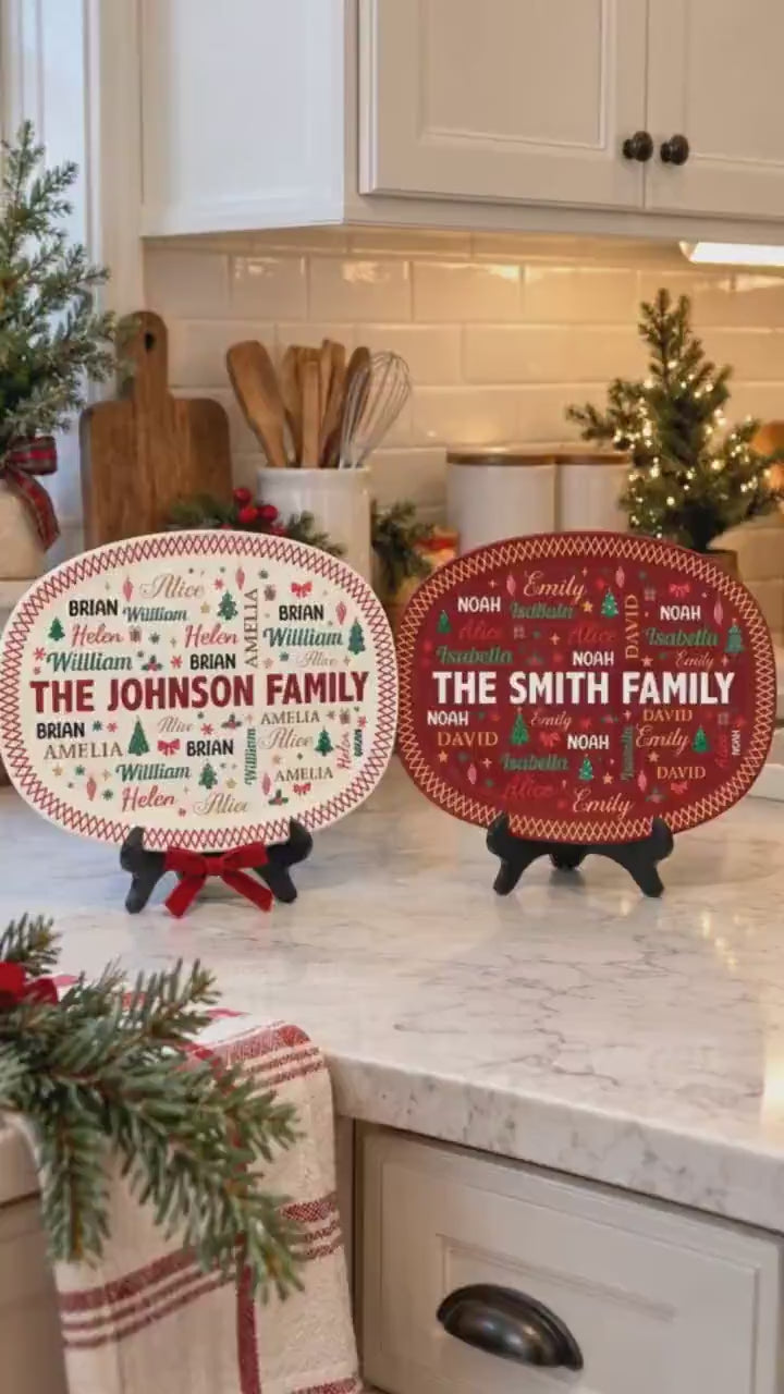 Personalized Family Christmas Platter, Custom Christmas Serving Plate, Christmas Tray For Grandma, Housewarming Gift