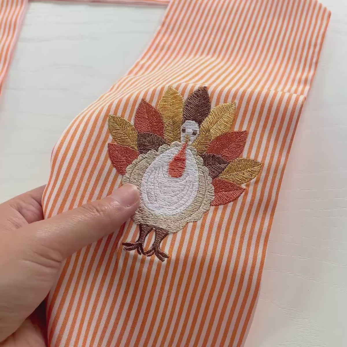Thanksgiving Wreath Sash, Personalized Turkey Door Bow, Monogram Fall Wreath Bow, Embroidered Front Door Decor Gift