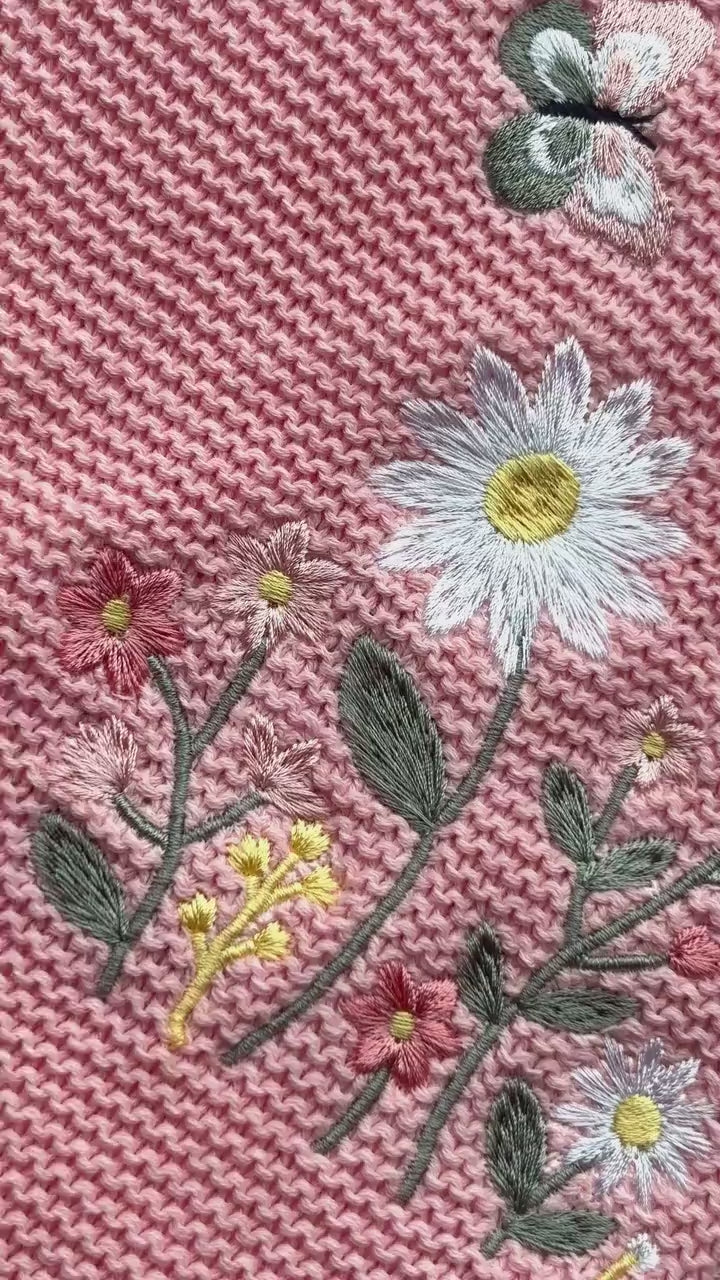 Personalized Floral Embroidered Baby Blanket, Custom Name Throw, Welcome Baby Blanket, Nursery Keepsake