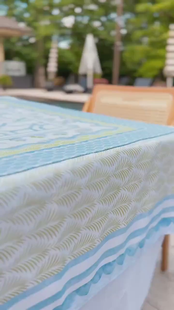 House of Hydrangea Mahjong Mat, Blue & White Mahjong Mat, Coastal Mahjong Table Mat, Grandmillennial Decor
