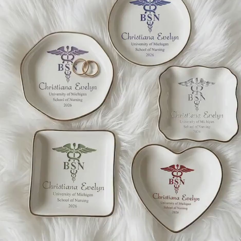 Custom College Logo Graduation Ring Dish, Personalized University Logo Grad Gifts