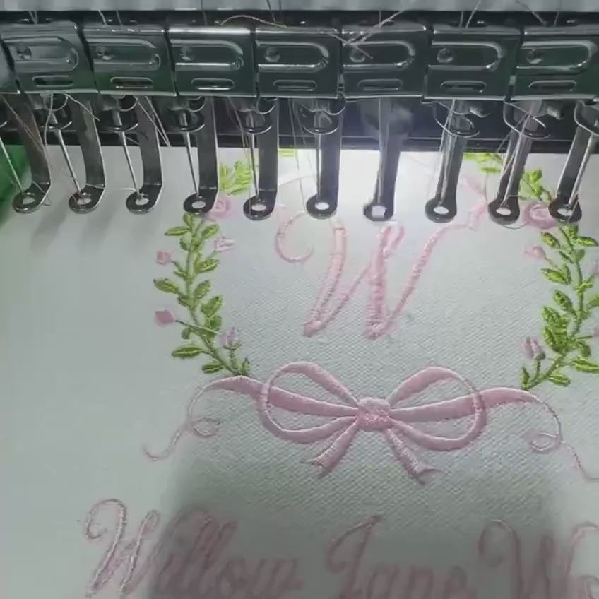 Embroidered Baby Name Banner, Custom Monogram Nursery Pennant, Hospital Door Announcement