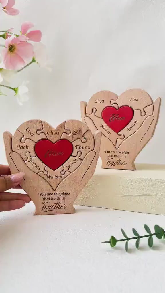 Personalized Mom You Are The Piece That Hold Us Together Wooden Family Puzzle