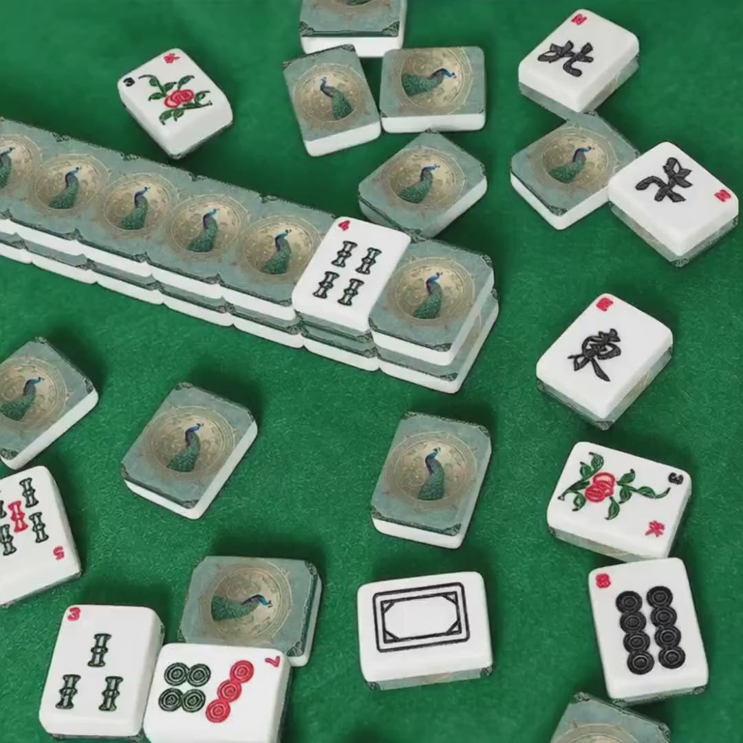 Peacock Mahjong Tile Set 166 Pieces, Luxury Mahjong Tiles, American Mahjong Game Set, Elegant Bird Design