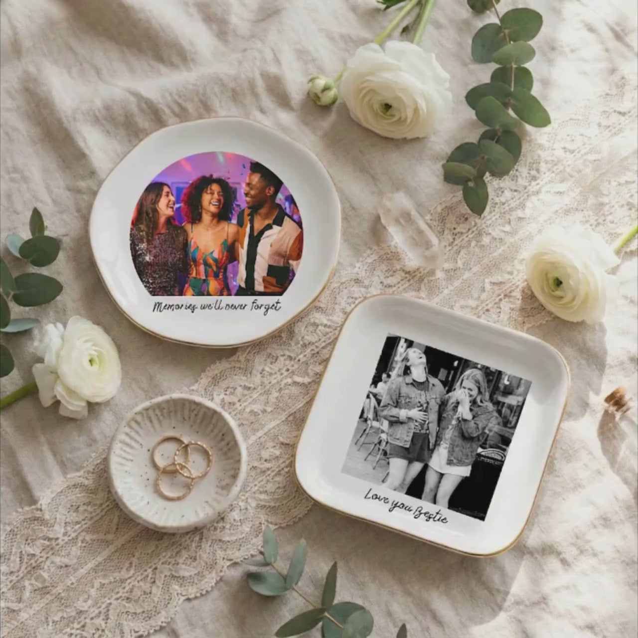 Personalized Best Friend Jewelry Ring Dish, Custom Photo Trinket Dish, Friendship Gift