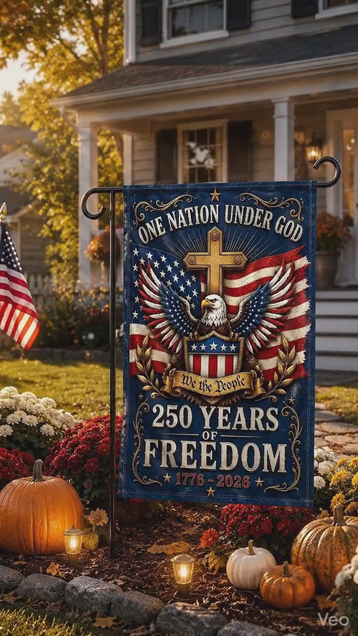 250 Years of Freedom Garden Flag, Patriotic American Flag Decor 1776–2026