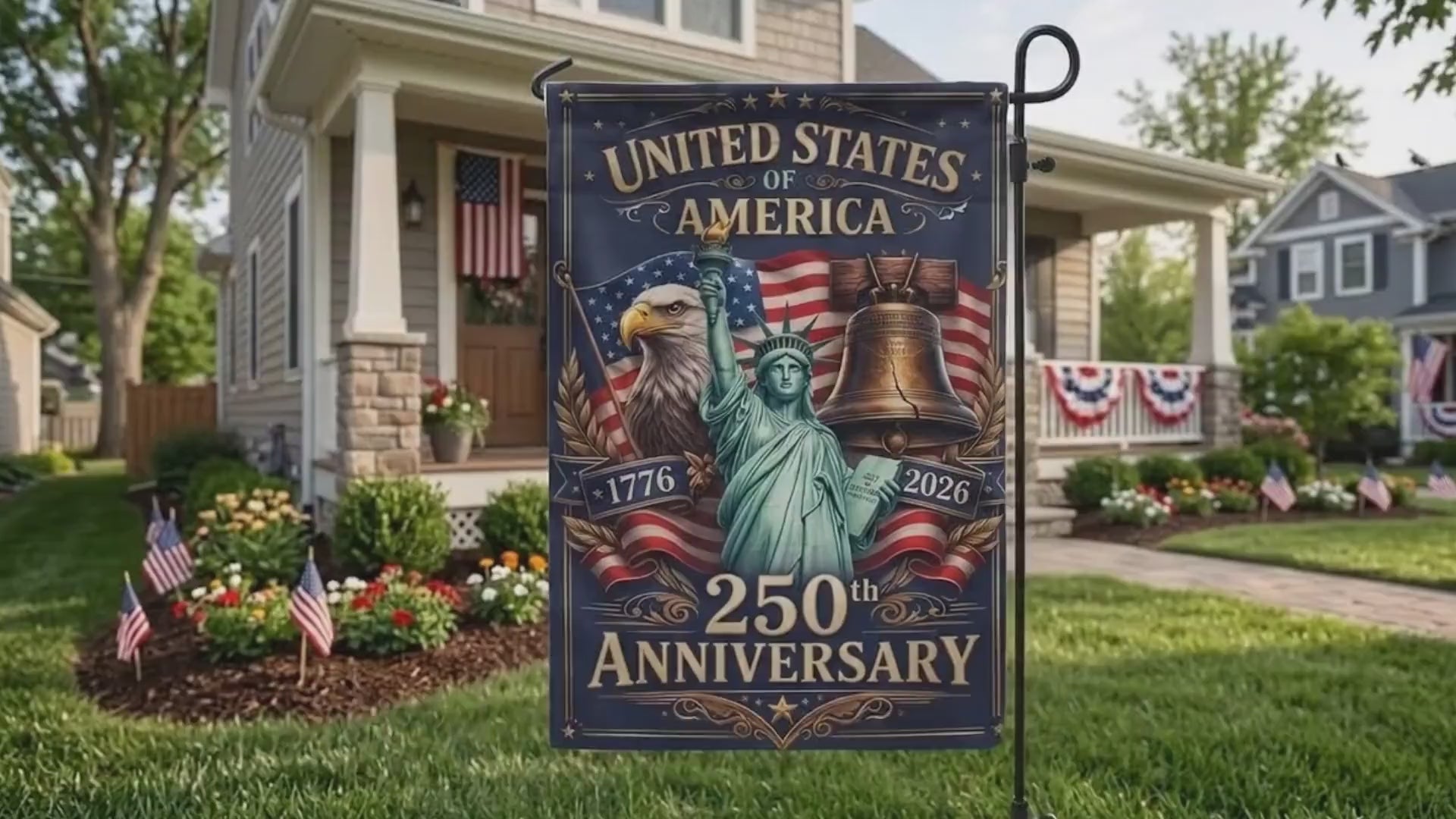250th Anniversary Garden Flag, Patriotic 4th Of July Decorations