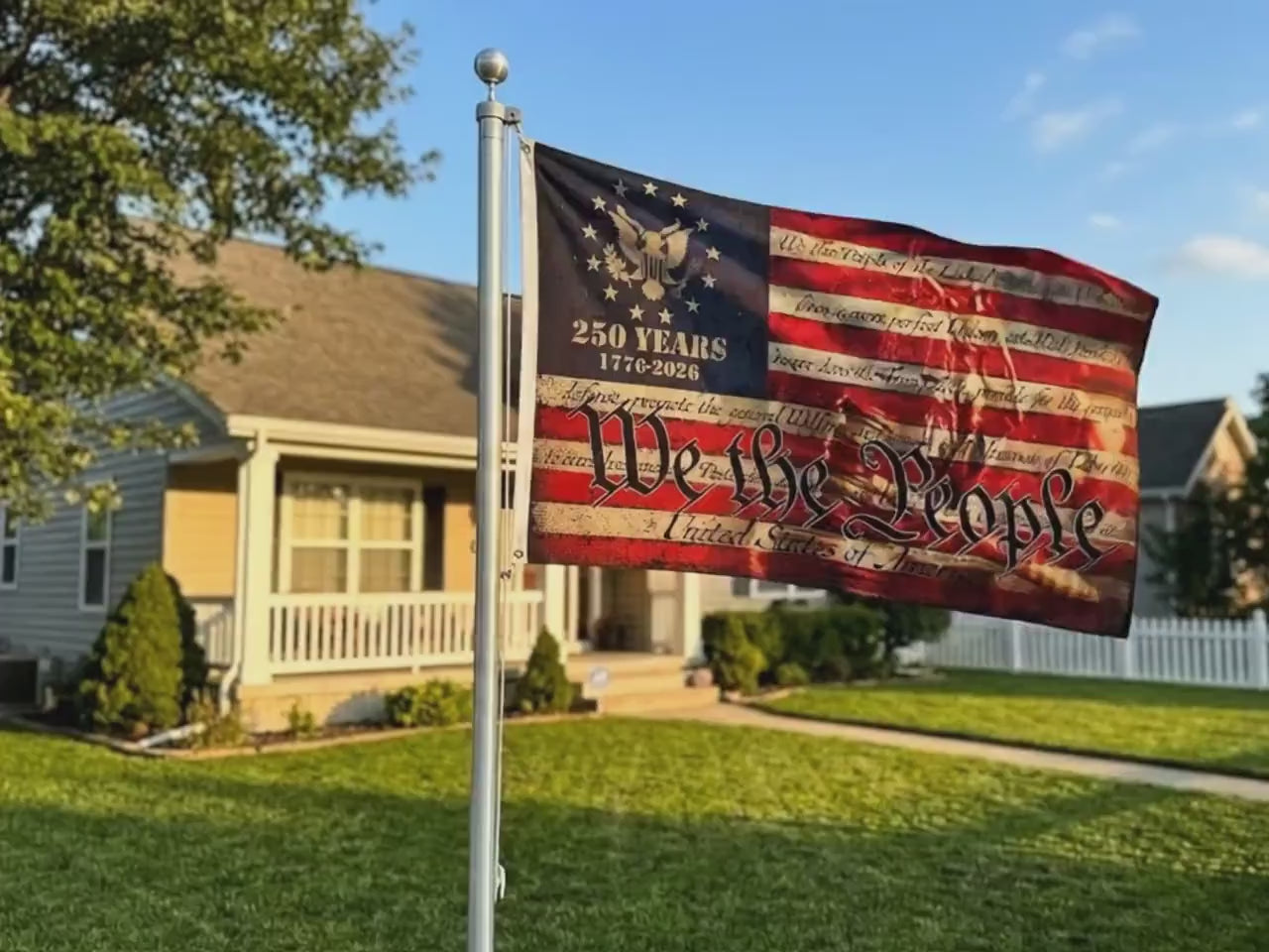 We The People 250th Anniversary Flag, USA Independence Day Decor