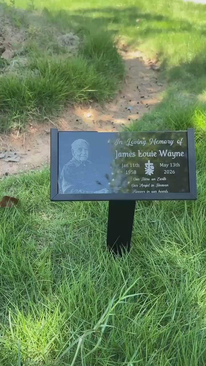 Personalized Photo Memorial Stone, Custom Granite Grave Marker, Garden Stone, Headstone for Cemetery