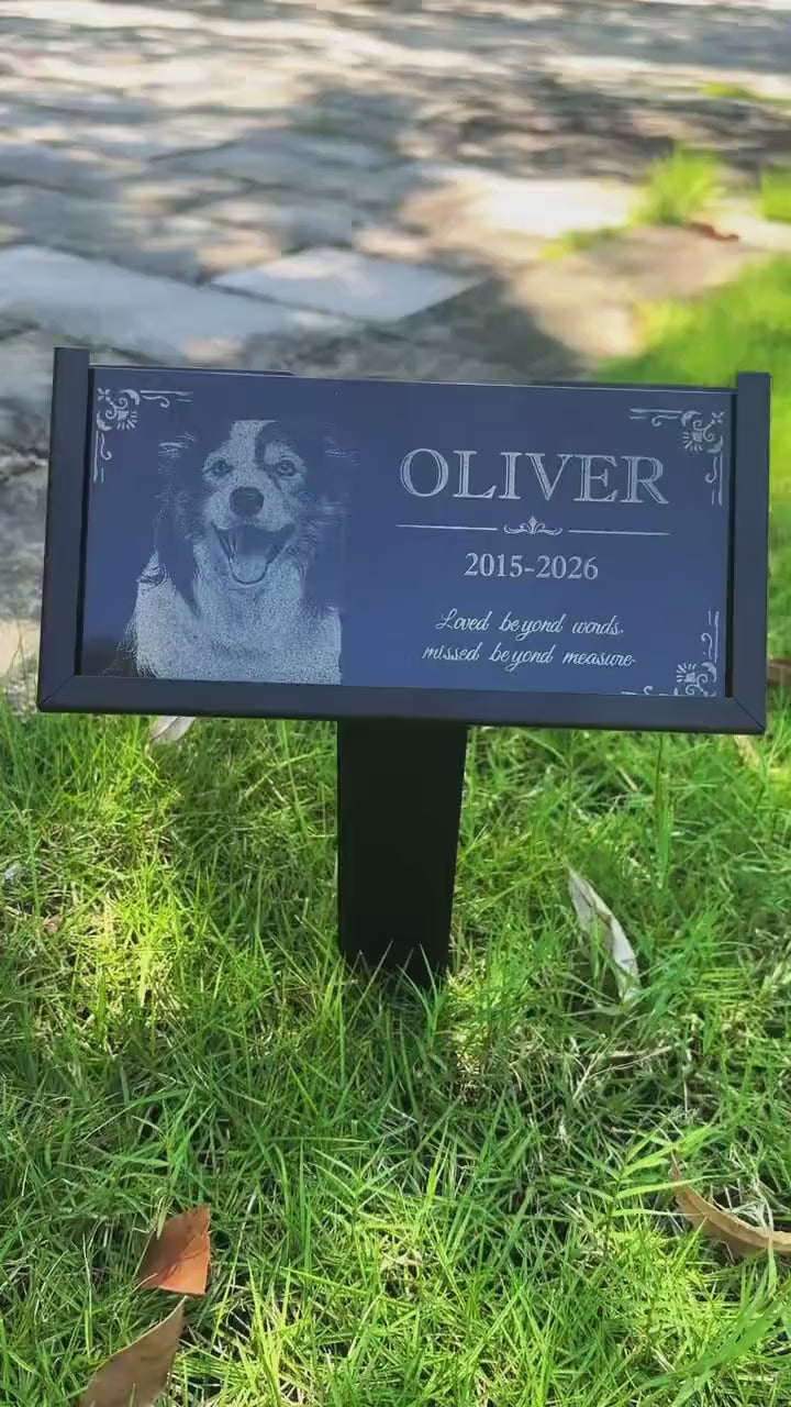 Personalized Pet Memorial Stone, Custom Dog Grave Marker, Photo Engraving Garden Stone, Cat Sympathy Gift