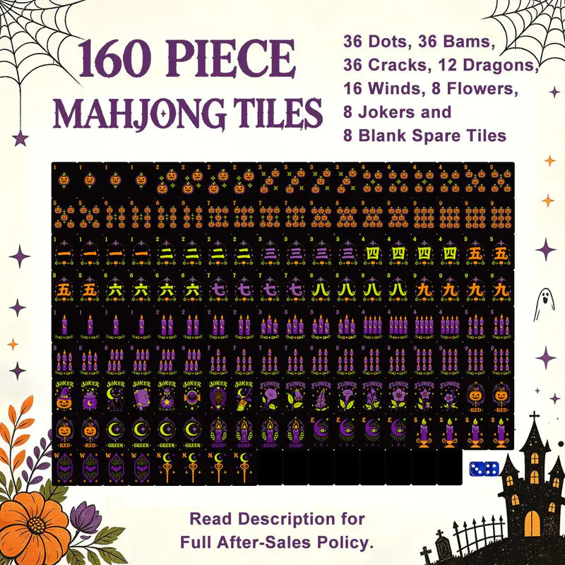 Pumpkin Hex Halloween Mahjong Tiles, Halloween Mahjong Tiles, Ghost Mahjong Tiles