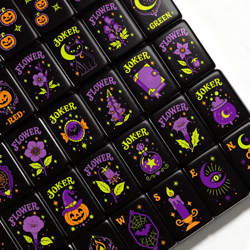 Pumpkin Hex Halloween Mahjong Tiles, Halloween Mahjong Tiles, Ghost Mahjong Tiles