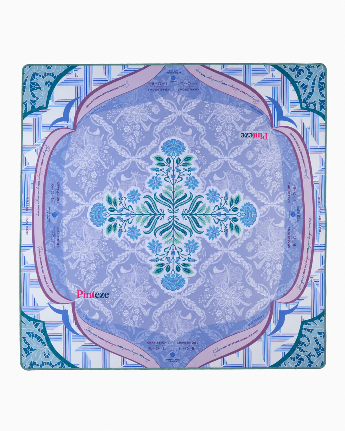 Chantilly Mahjong Mat, Non-Slip Table Play Mat, Powder Blue Lacework Cover for American Mahjong
